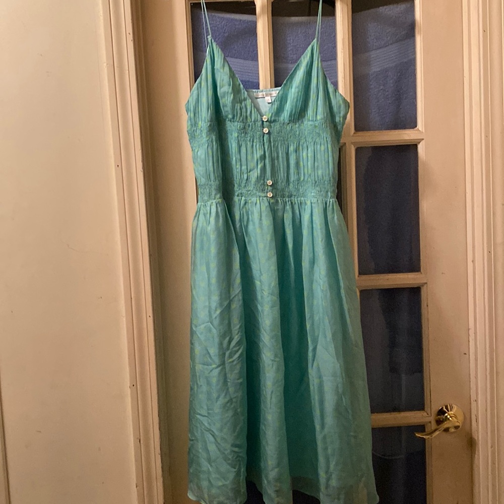 NWT Lord and Taylor Fiori di Zucca Green Polka Dot Dress